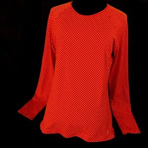TOMMY BAHAMA WOMEN’S ORANGE & WHITE POLKA DOT 
TOP XL